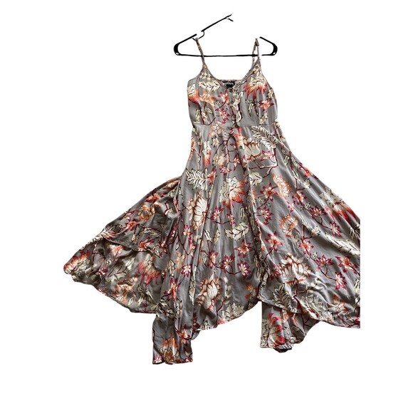 Angie Floral Spaghetti Strap Sundress Size Small Beachy Hankerchief Hem - Picture 2 of 7